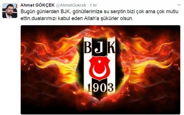 Ahmet Gökçek'ten Beşiktaş'a kutlama